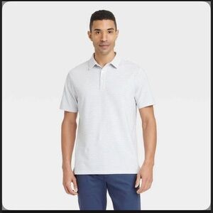 Men's White Striped Polo Shirt size XL NEW